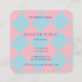 Modernes Elegantes Rosa Blau Luxuriös Mit Monogram Quadratische Visitenkarte (Rückseite)