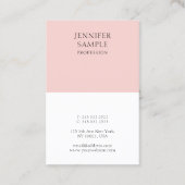 Modernes, elegantes Rosa Einfaches Beruflich Visitenkarte (Rückseite)