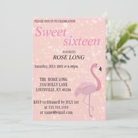 Modernes, elegantes Rosa Flamingo Save The Date (Stehend Vorderseite)