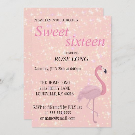 Modernes, elegantes Rosa Flamingo Save The Date (Vorne/Hinten)
