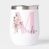 Modernes, elegantes rosa, florales Monogramm (Links)