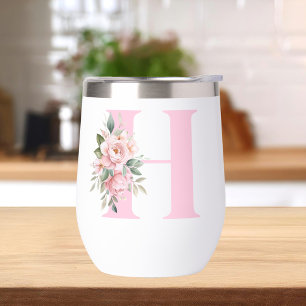 Modernes, elegantes rosa, florales Monogramm