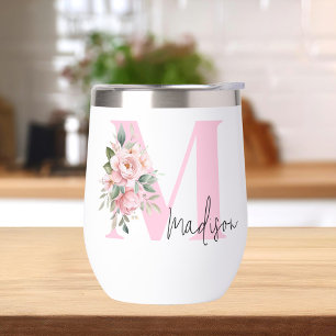 Modernes, elegantes rosa, florales Monogramm