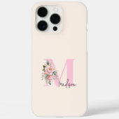 Modernes, elegantes rosa, florales Monogramm Case-Mate iPhone Hülle (Rückseite)