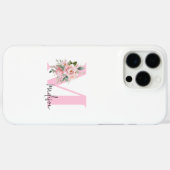 Modernes, elegantes rosa, florales Monogramm Case-Mate iPhone Hülle (Rückseite (Horizontal))