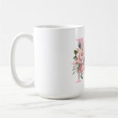 Modernes, elegantes rosa, florales Monogramm Kaffeetasse (Links)