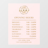 Modernes elegantes Rosa | Geschäftsöffnungszeiten Fensteraufkleber (Blatt)