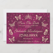 Modernes elegantes Rosa Gold 15 Jahre alt Quinceañ Save The Date (Vorderseite)