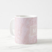 Modernes, elegantes rosa Marmormongramm Kaffeetasse (Vorderseite Links)
