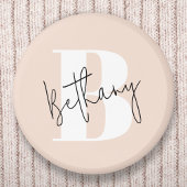 Modernes, elegantes Rosa Monogramm Button