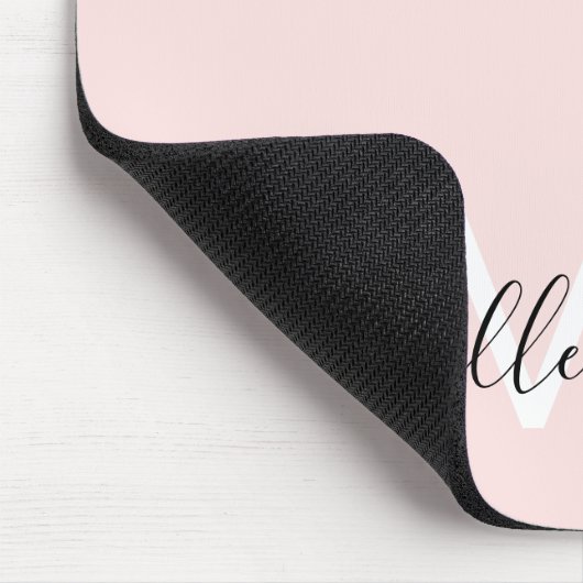 Modernes, elegantes, rosa Monogramm-Drehbuch Mousepad (Ecke)