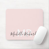 Modernes, elegantes, rosa Monogramm-Drehbuch Mousepad (Mit Mouse)