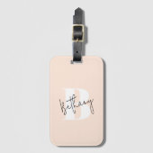 Modernes, elegantes Rosa Monogramm Gepäckanhänger (Vorderseite Vertikal)
