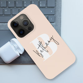 Modernes, elegantes Rosa Monogramm iPhone 15 Pro Hülle