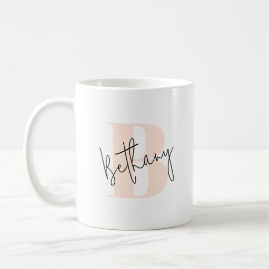 Modernes, elegantes Rosa Monogramm Kaffeetasse (Links)