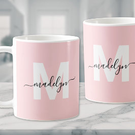 Modernes, elegantes Rosa Monogramm Kaffeetasse