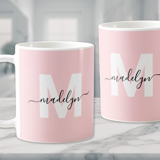 Modernes, elegantes Rosa Monogramm Kaffeetasse