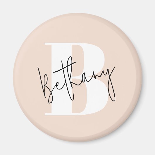 Modernes, elegantes Rosa Monogramm Magnet (Vorne)