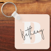 Modernes, elegantes Rosa Monogramm Schlüsselanhänger (Vorderseite)