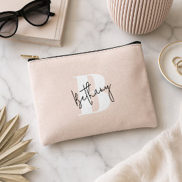 Modernes, elegantes Rosa Monogramm Zubehörtasche