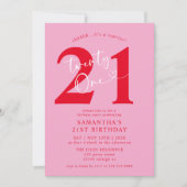 Modernes, elegantes Rosa Party 21. Geburtstag Einladung (Vorderseite)