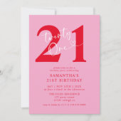 Modernes, elegantes Rosa Party 21. Geburtstag Einladung (Vorderseite)