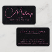 Modernes, elegantes rosa Premium Black Makeup Scri Visitenkarte (Vorne/Hinten)