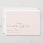 Modernes & elegantes Rosa & Rose Blush Gold Script Save The Date (Vorderseite)
