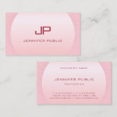 Modernes, elegantes, rosa Rose Gold Monogramm Visitenkarte (Vorne/Hinten)