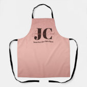 Modernes, elegantes rosa Salon Monogram Schürze (Vorderseite)