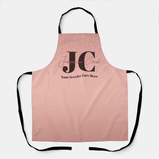 Modernes, elegantes rosa Salon Monogram Schürze (Vorderseite)