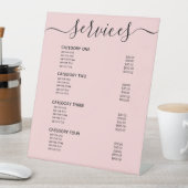 Modernes, elegantes Rosa Service-Menü Sockelschild (In Situ)