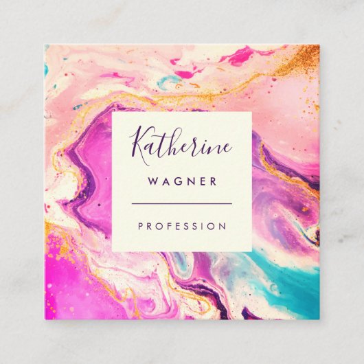 Modernes, elegantes Rosa Swirl Beruflich Quadratische Visitenkarte (Vorderseite)
