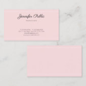 Modernes elegantes rosa Trendy Script Einfach Schl Visitenkarte (Vorne/Hinten)