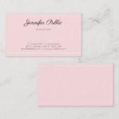 Modernes elegantes rosa Trendy Skript glattes Visitenkarte (Vorne/Hinten)