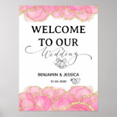 Modernes, elegantes Rosa- und Gold-Hochzeitszeiche Poster (Vorne)