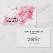 Modernes, elegantes, rosa Wasserfarben beruflich Visitenkarte (Vorne/Hinten)