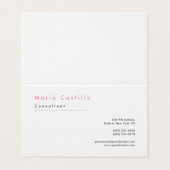 Modernes Elegantes Rosa Weiß Minimalistisch Schlic Visitenkarten (Außenseite Aufgefaltet)