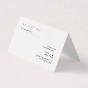 Modernes Elegantes Rosa Weiß Minimalistisch Schlic Visitenkarten