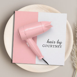 Modernes, elegantes Rosa Weißes Haar Stylist Foto Quadratische Visitenkarte