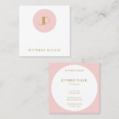 Modernes, elegantes, rosafarbenes Goldmonogramm Quadratische Visitenkarte (Vorne/Hinten)