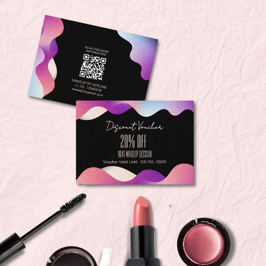 Modernes elegantes, rosafarbenes Wellenmuster Rabattkarte