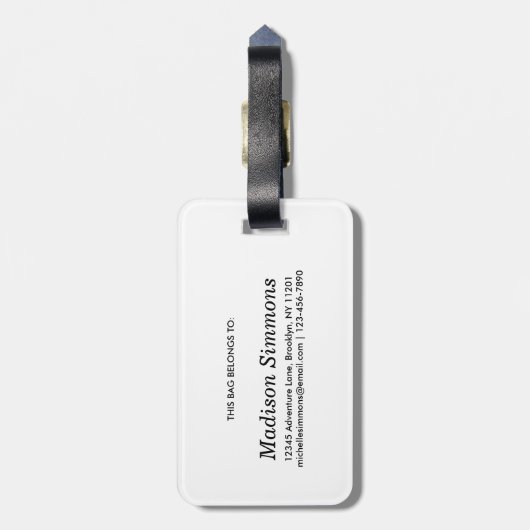 Modernes, elegantes Rose Gold Glitzer Script Monog Gepäckanhänger (Rückseite vertikal)