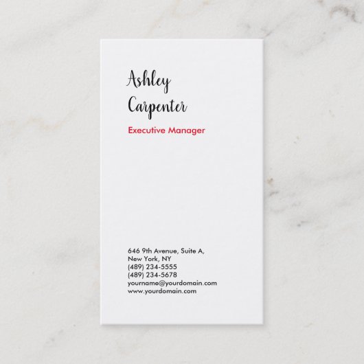 Modernes, elegantes Rot-Weiß-beruflich Visitenkarte (Vorderseite)