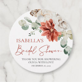 Modernes elegantes Rot-Winter-Weihnachtsfest-Braut Geschenkanhänger