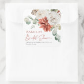 Modernes elegantes Rot-Winter-Weihnachtsfest-Braut Quadratischer Aufkleber (Tasche)