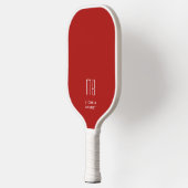 Modernes, elegantes rotes Monogramm Pickleball Schläger (Links)