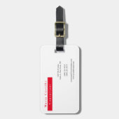 Modernes Elegantes Rotes Weiß Minimalistisch Gepäckanhänger (Vorderseite vertikal)