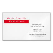 Modernes Elegantes Rotes Weiß Minimalistisch Magnetische Visitenkarte (Vorderseite)