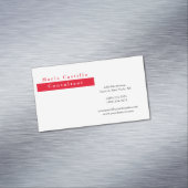 Modernes Elegantes Rotes Weiß Minimalistisch Magnetische Visitenkarte (Beispiel)